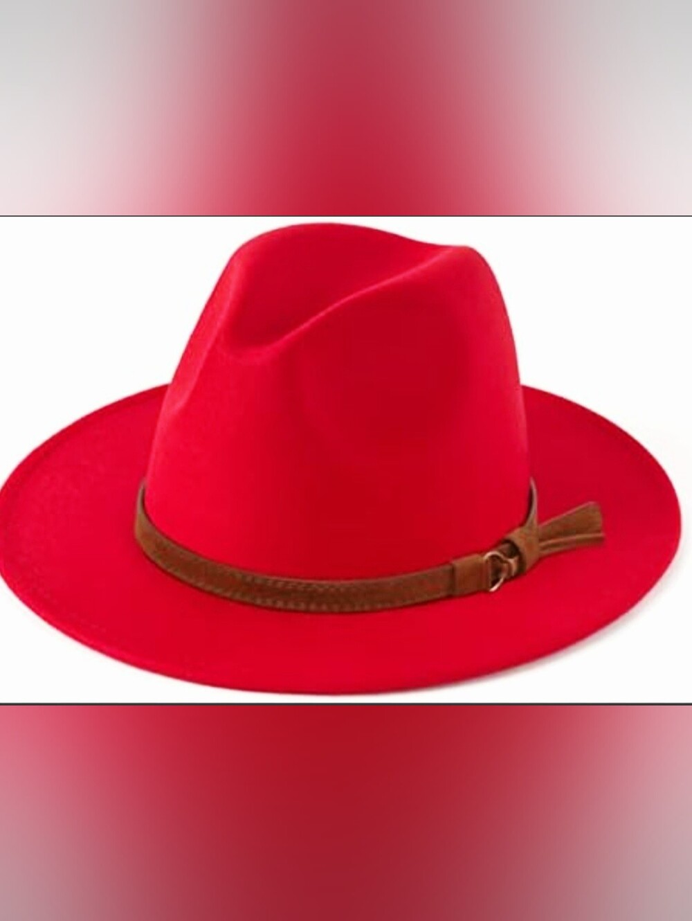 Stylish Red Felt Fedora with Brown Band NWOT